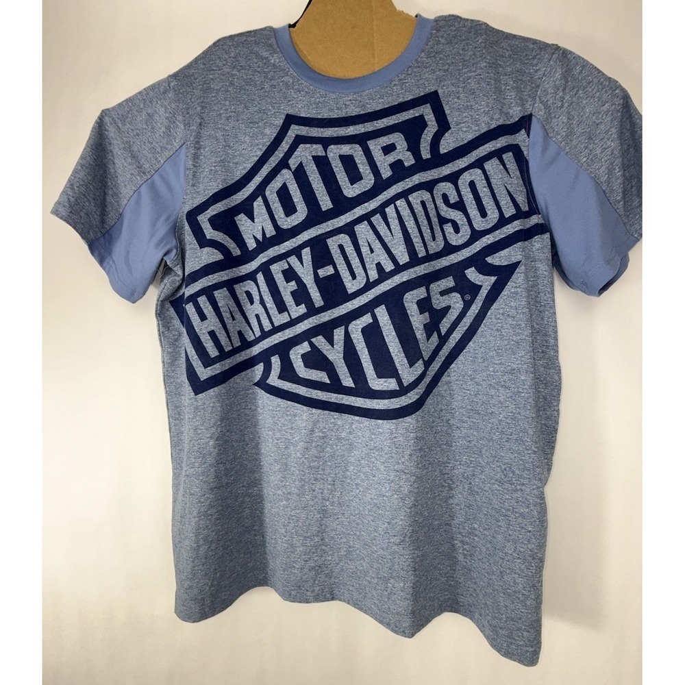 Harley Davidson Mens Blue Allegiance Performance Graphic T-shirt SS Poly Spandex